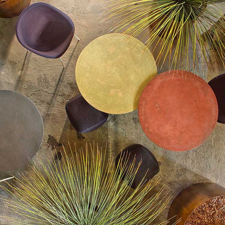 paola lenti giro outdoor coffee tables in situ
