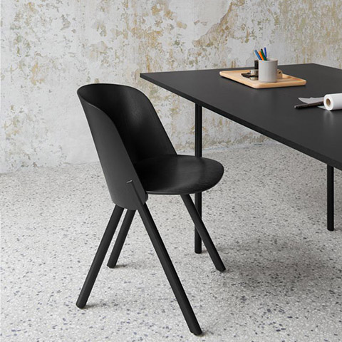 e15 this dining chair oak veneer jet black lacquered