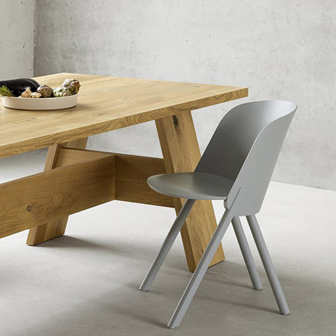 e15 this dining chair oak veneer traffic grey lacquered