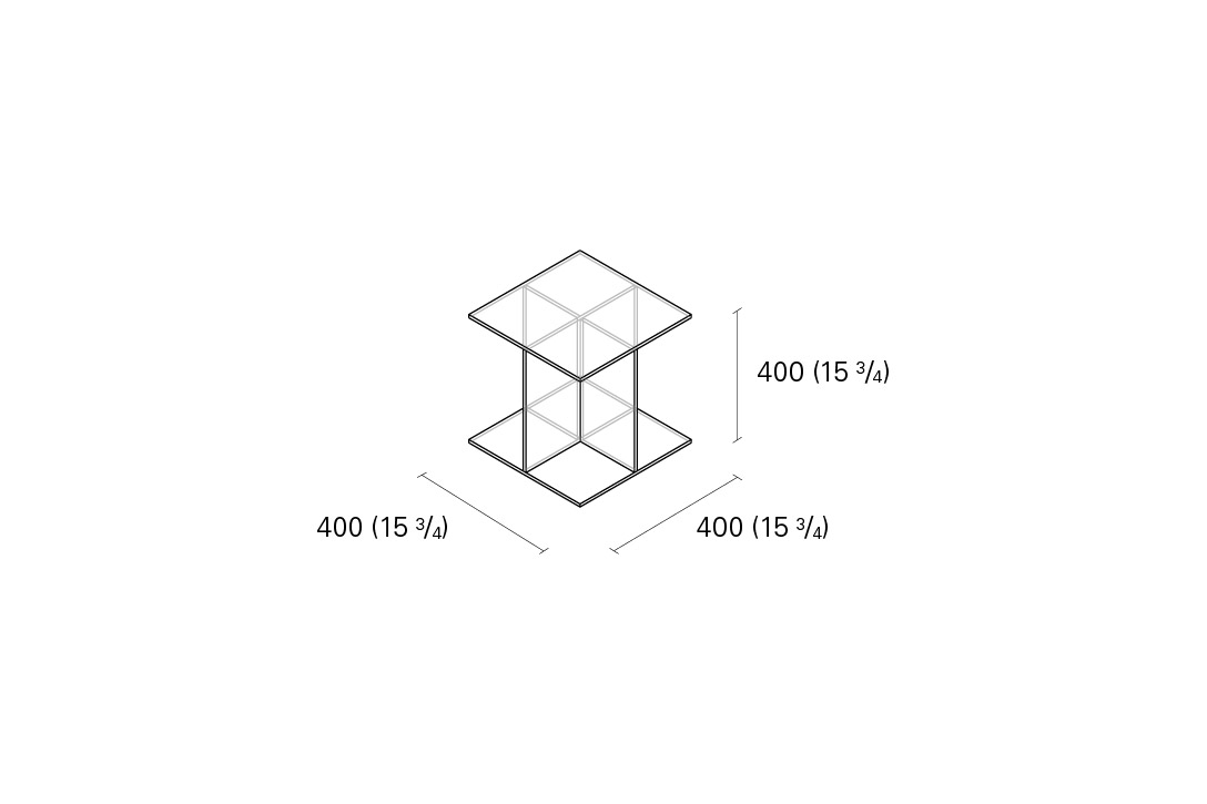 line drawing and dimensions for a e15 vier side table