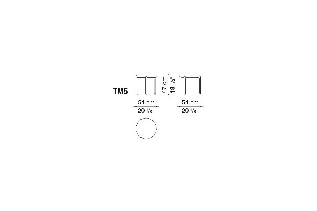 line drawing and dimensions for a b&b italia maru side table