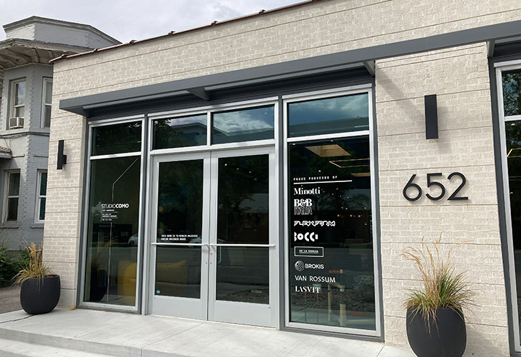 front entry at studio como salt lake city showroom