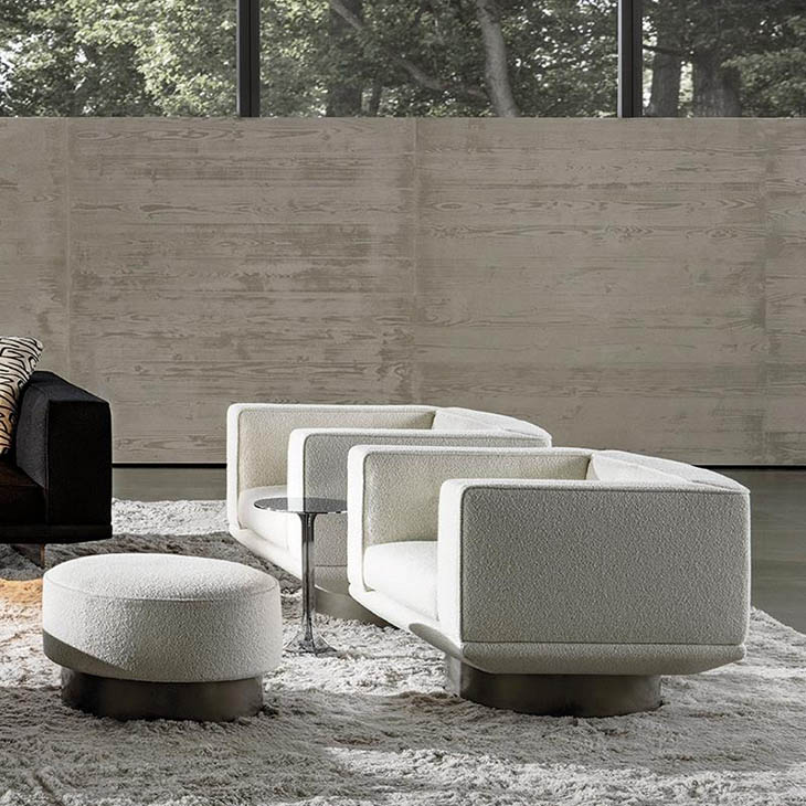 minotti sally armchairs and ottoman in situ