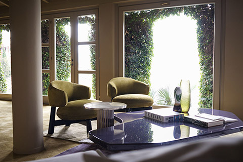 baxter aegates table and olaf armchairs at casa sul lago