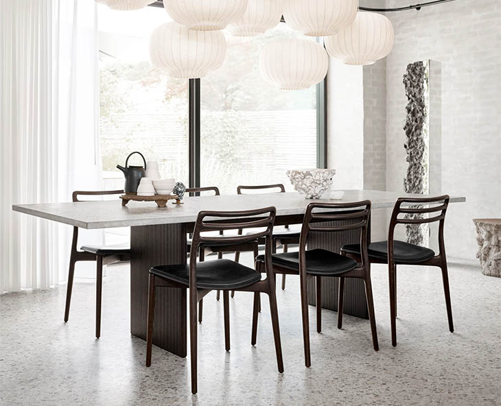 vipp cabin dining chairs and cabin dining table in situ