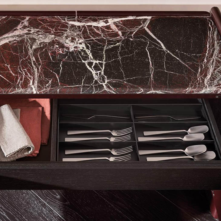 minotti logan sideboard cutlery tray in situ