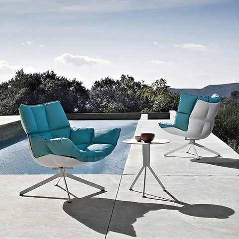b&b italia husk outdoor armchairs in situ