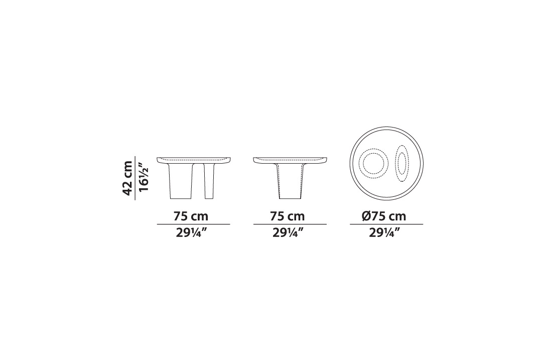 line drawing of a baxter calix coffe table 29"