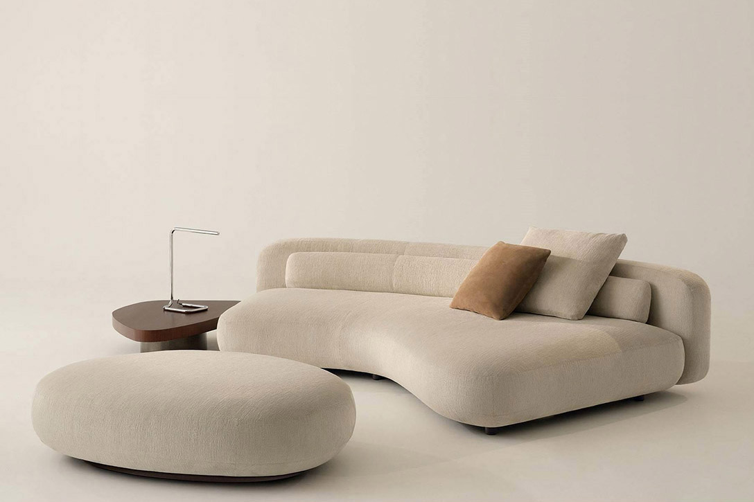 minotti bezier sofa and ottoman