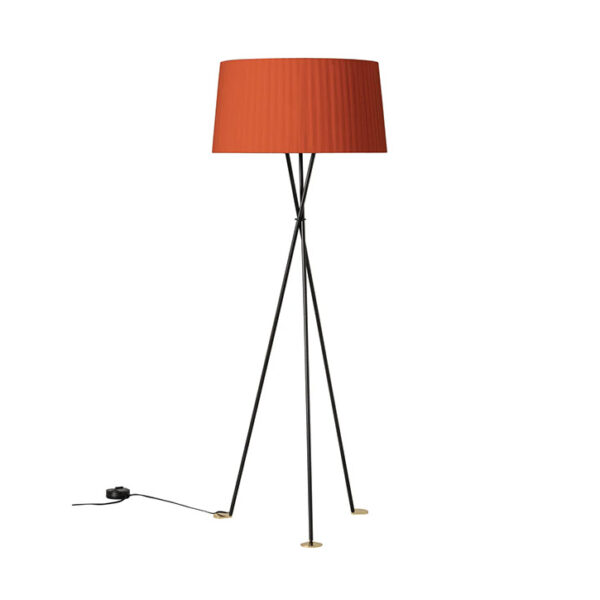 santa & cole tripode floor lamp red-amber shade